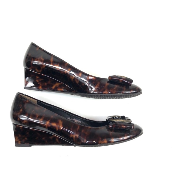 Stuart Weitzman Cognac Brown Tartaruga Wedge Pump - Picture 4 of 12